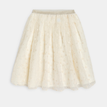 تنورة واسعة بيضاء مطرز للفتيات